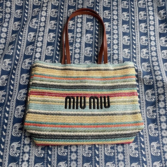 Miu Miu Handbags - 🍒Miu Miu Multicolor Woven Tote Bag